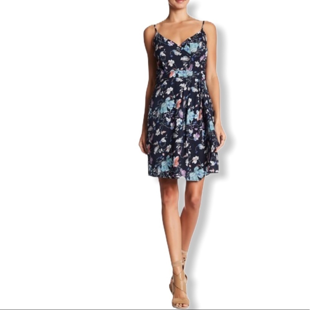 DEX Blue Spring Garden Crossover Strappy Mini Dress Size Small New With Tags